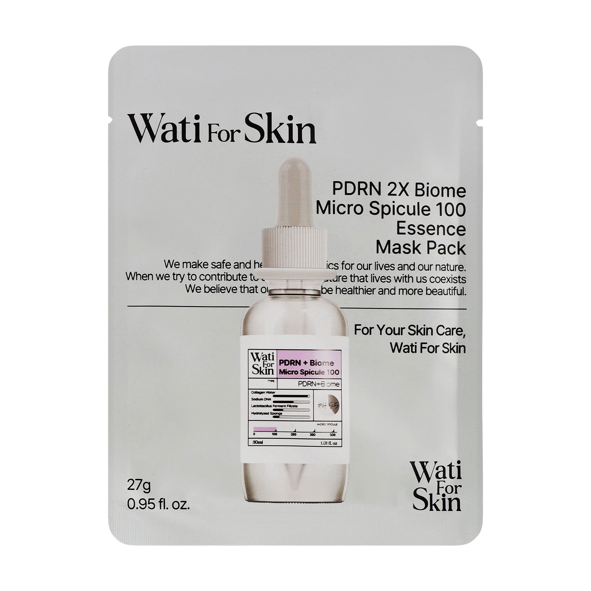 Тканинна маска для обличчя Wati For Skin PDRN 2X Biome Microshot 100 Essence Mask Pack, 27 г